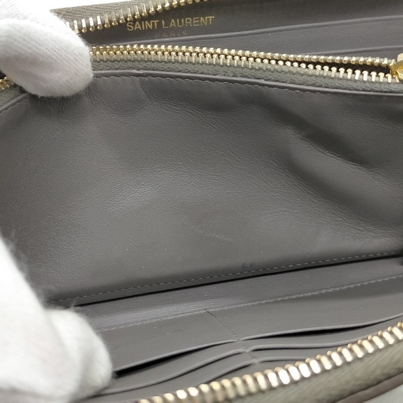 Saint Laurent Long Wallet Gray Leather - Picture 7 of 9